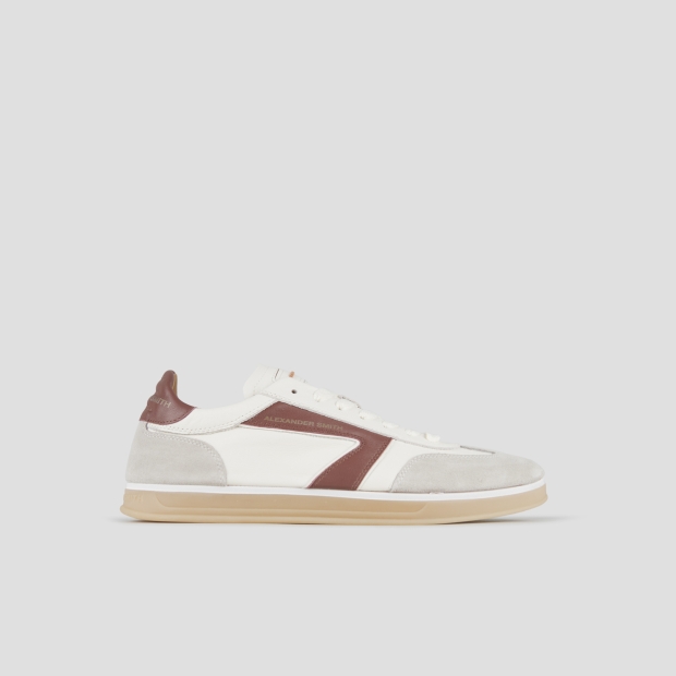Sneakers Alexander Smith thames man in white leather, grey suede and wine logo - 1