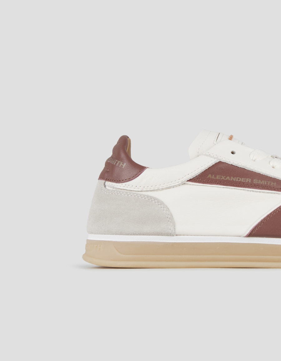 Sneakers Alexander Smith thames man in white leather, grey suede and wine logo - 2