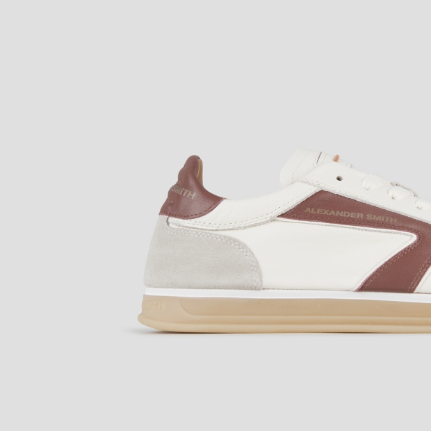 Sneakers Alexander Smith thames man in white leather, grey suede and wine logo - 2