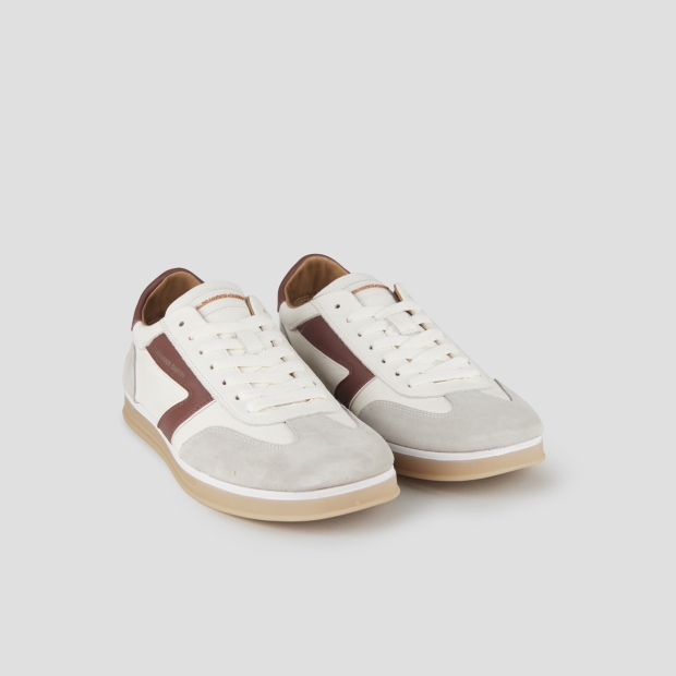 Sneakers Alexander Smith thames man in white leather, grey suede and wine logo - 3