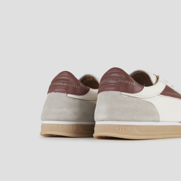 Sneakers Alexander Smith thames man in white leather, grey suede and wine logo - 4