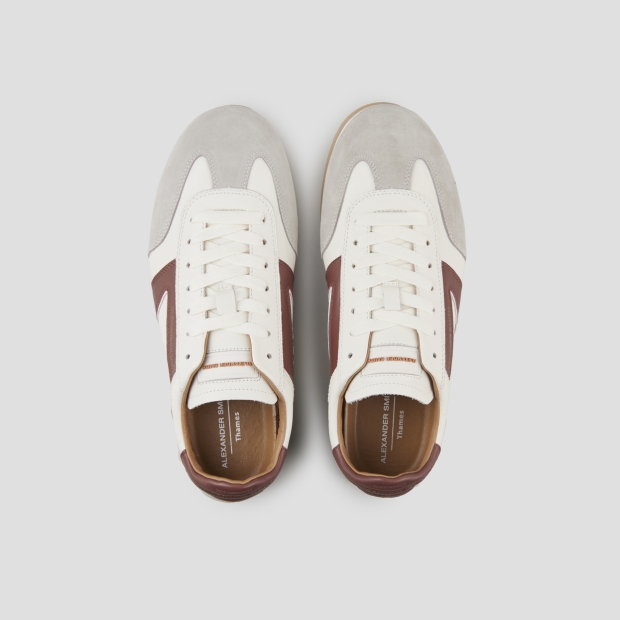 Sneakers Alexander Smith thames man in white leather, grey suede and wine logo - 5