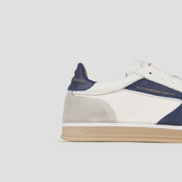 Sneakers Alexander Smith thames man in white leather, grey suede and blue logo - 2