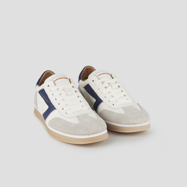 Sneakers Alexander Smith thames man in white leather, grey suede and blue logo - 3