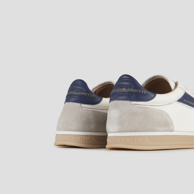 Sneakers Alexander Smith thames man in white leather, grey suede and blue logo - 4