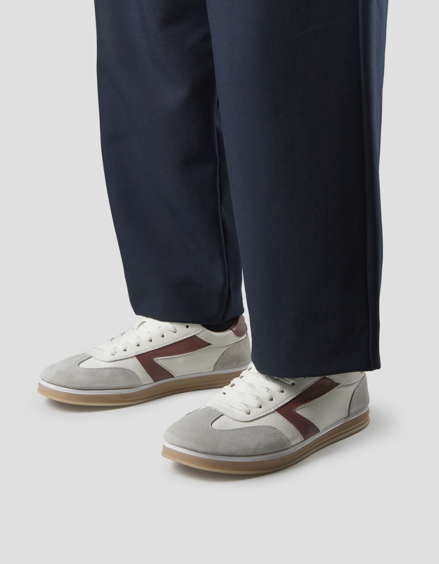 Sneakers Alexander Smith thames man in white leather, grey suede and wine logo - 2