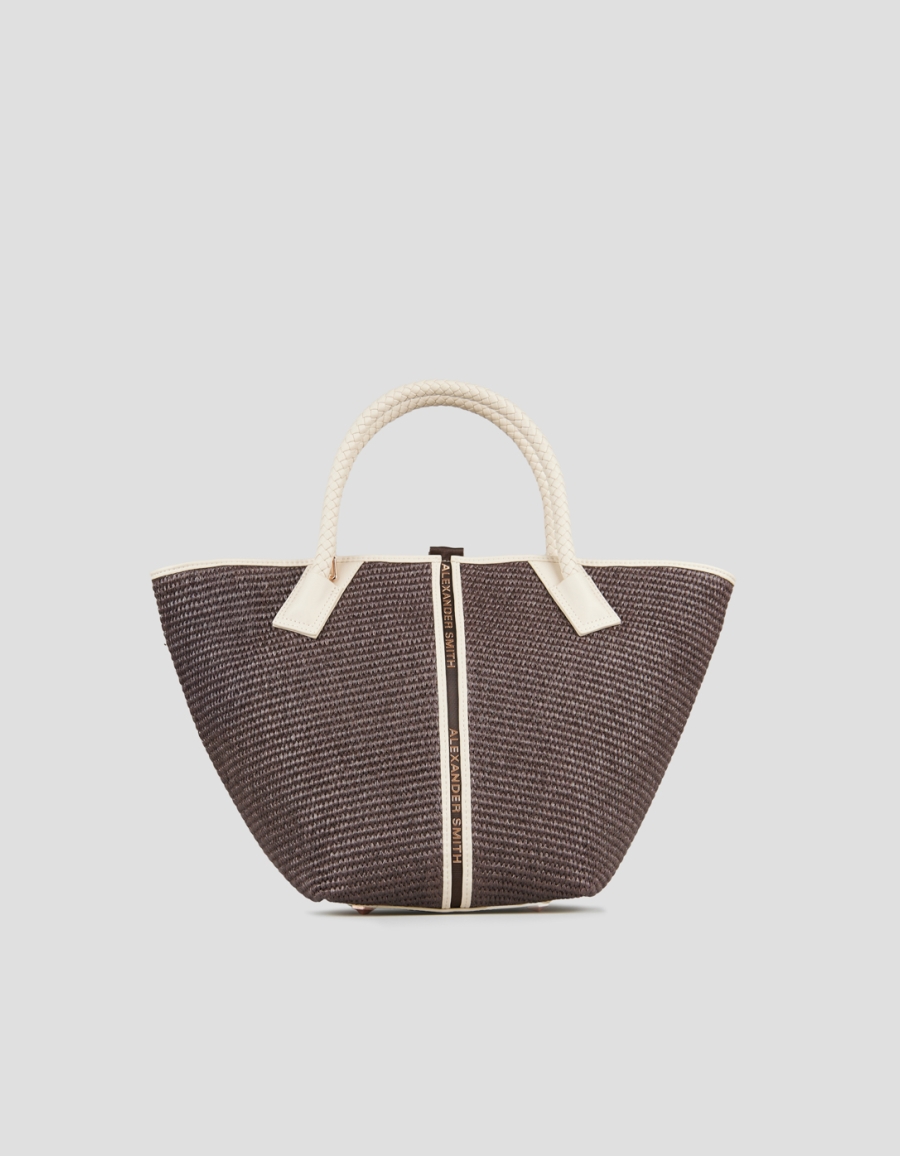 Sneakers Alexander Smith lauren medium handbag with shoulder strap in brown raffia and woven handle - 1