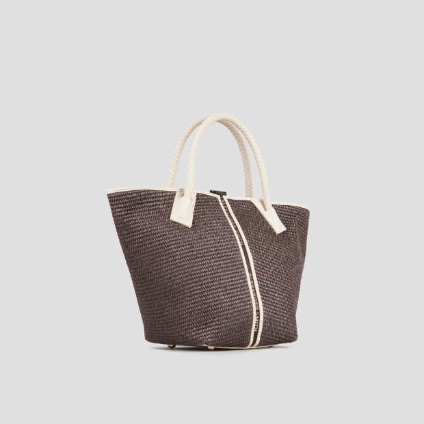 Sneakers Alexander Smith lauren medium handbag with shoulder strap in brown raffia and woven handle - 2