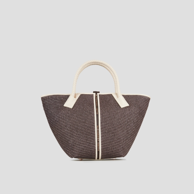 Sneakers Alexander Smith lauren medium handbag with shoulder strap in brown raffia and woven handle - 3