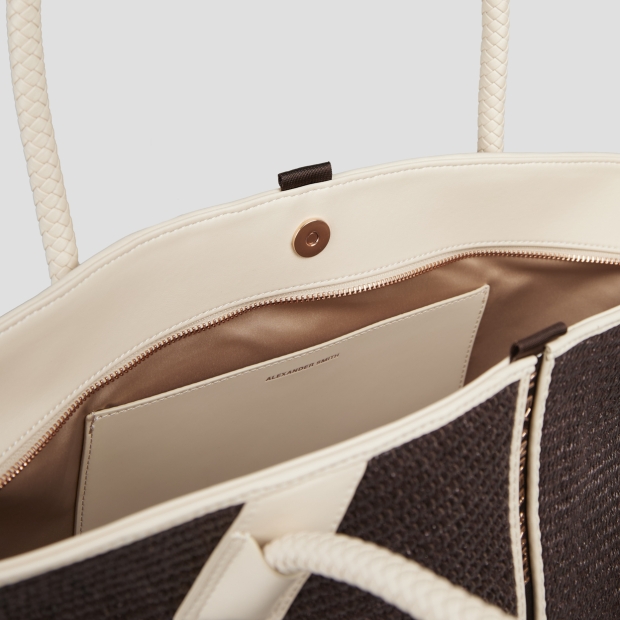 Sneakers Alexander Smith lauren medium handbag with shoulder strap in brown raffia and woven handle - 4