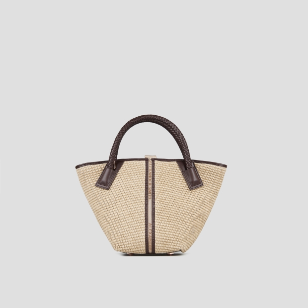 Sneakers Alexander Smith lauren small handbag with shoulder strap in beige raffia and woven brown handle - 3