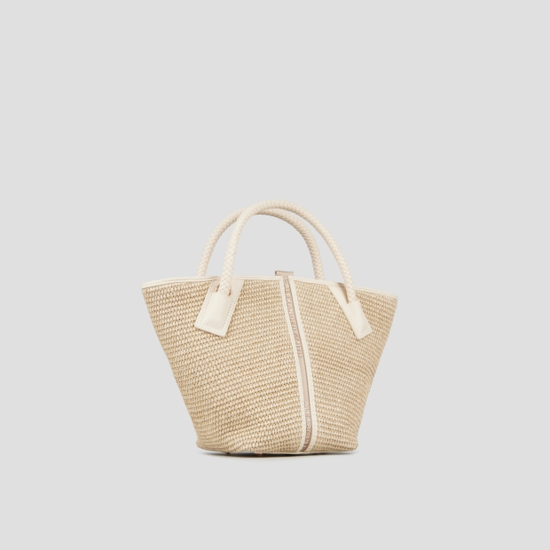 Sneakers Alexander Smith lauren small handbag with shoulder strap in beige raffia and woven cream handle - 2