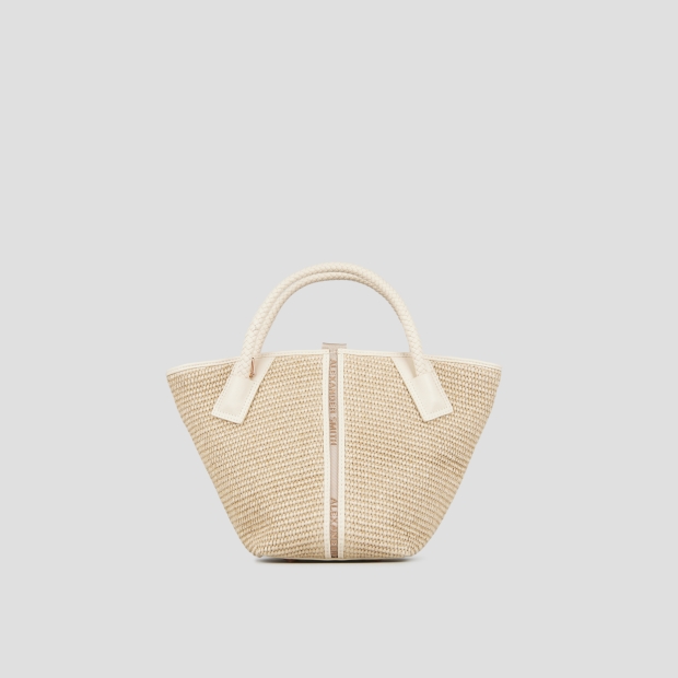 Sneakers Alexander Smith lauren small handbag with shoulder strap in beige raffia and woven cream handle - 3