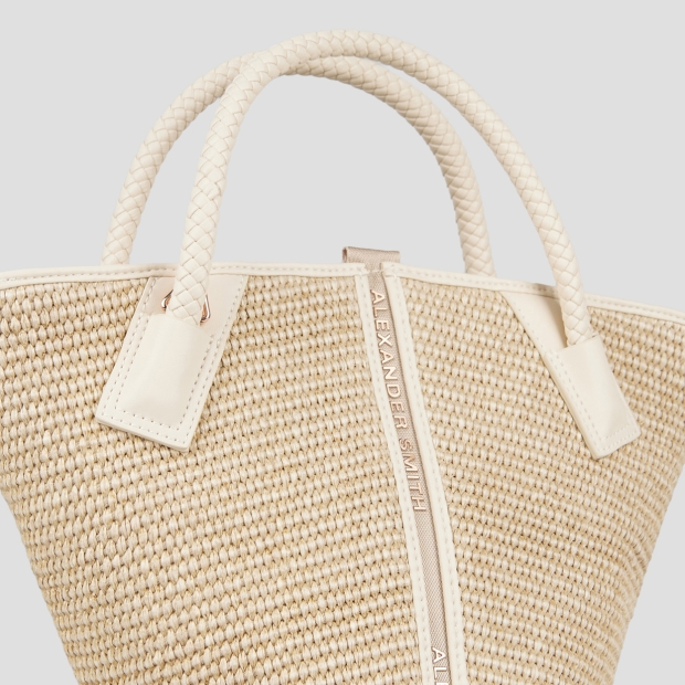 Sneakers Alexander Smith lauren small handbag with shoulder strap in beige raffia and woven cream handle - 5