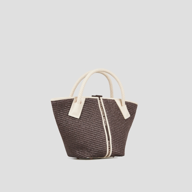 Sneakers Alexander Smith lauren small handbag with shoulder strap in brown raffia and woven cream handle - 2