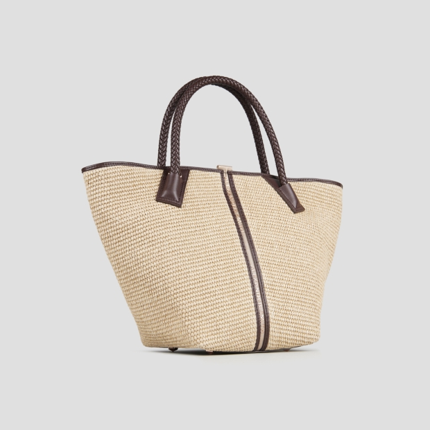 Sneakers Alexander Smith lauren medium handbag with shoulder strap in beige raffia and woven brown handle - 2