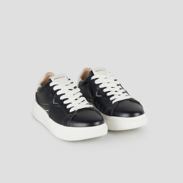 Sneakers Alexander Smith college man in black leather and white back - 4