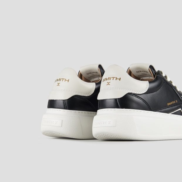 Sneakers Alexander Smith college man in black leather and white back - 5