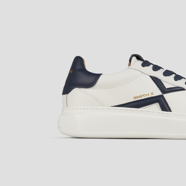 Sneakers Alexander Smith college man in white leather and blue details - 3
