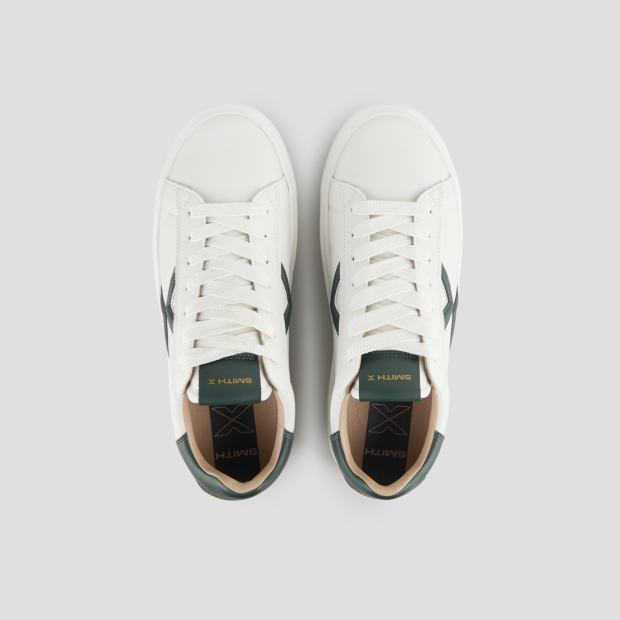 Sneakers Alexander Smith college man in white leather and green details - 6
