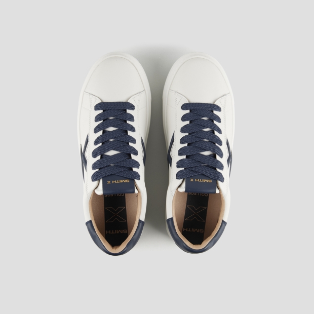 Sneakers Alexander Smith college man in white leather and blue details - 6
