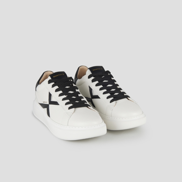 Sneakers Alexander Smith college man in white leather, black logo and back - 4