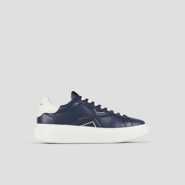 Sneakers Alexander Smith college man in blue leather and white back - 1
