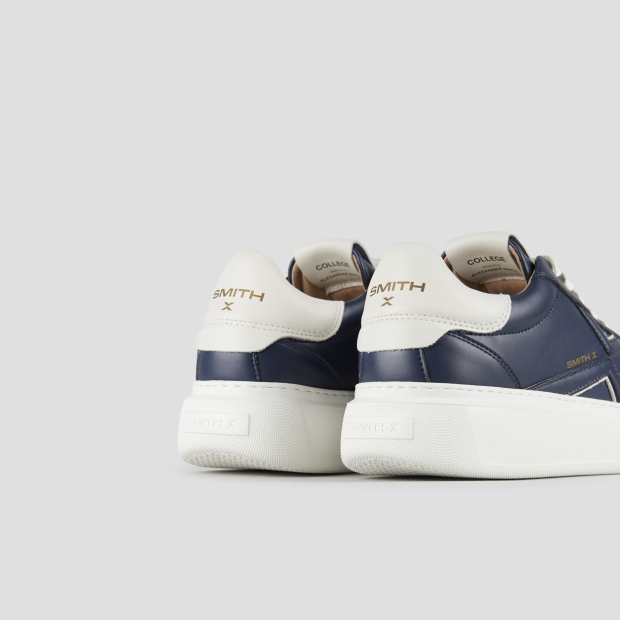 Sneakers Alexander Smith college man in blue leather and white back - 5