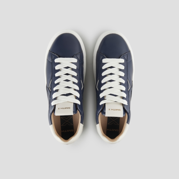 Sneakers Alexander Smith college man in blue leather and white back - 6