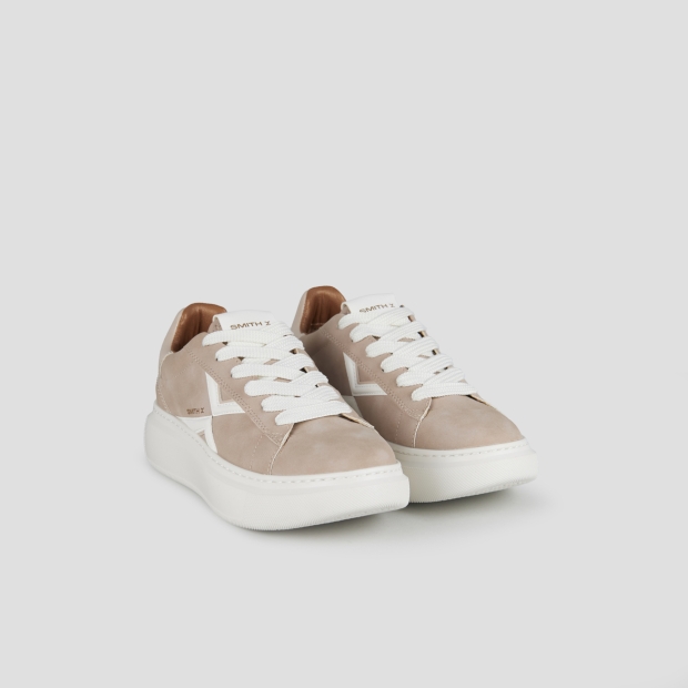 Sneakers Alexander Smith college woman in beige suede and white logo - 4