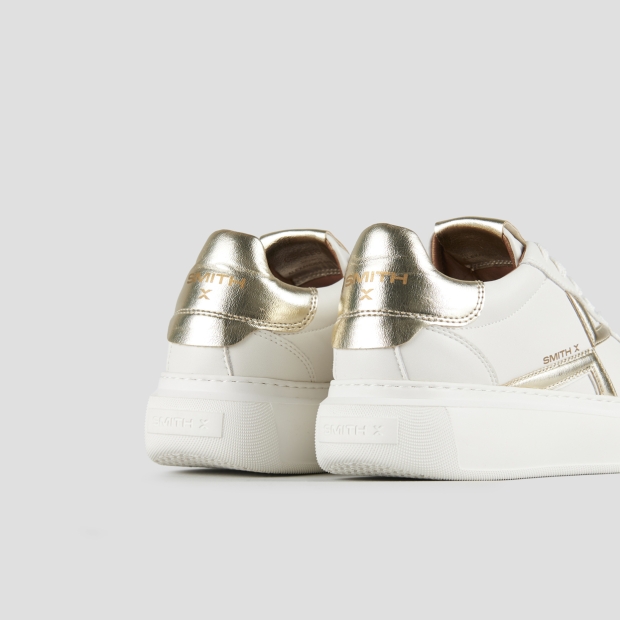 Sneakers Alexander Smith college woman in white with laminated gold logo and back - 5