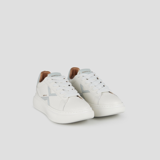 Sneakers Alexander Smith college woman in white with light azure logo and back - 4