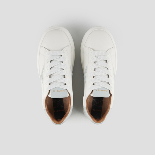 Sneakers Alexander Smith college woman in white with light azure logo and back - 6