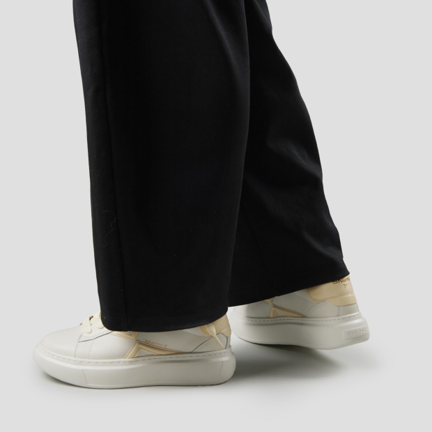 Sneakers Alexander Smith college woman in white with pastel yellow logo and back - 2