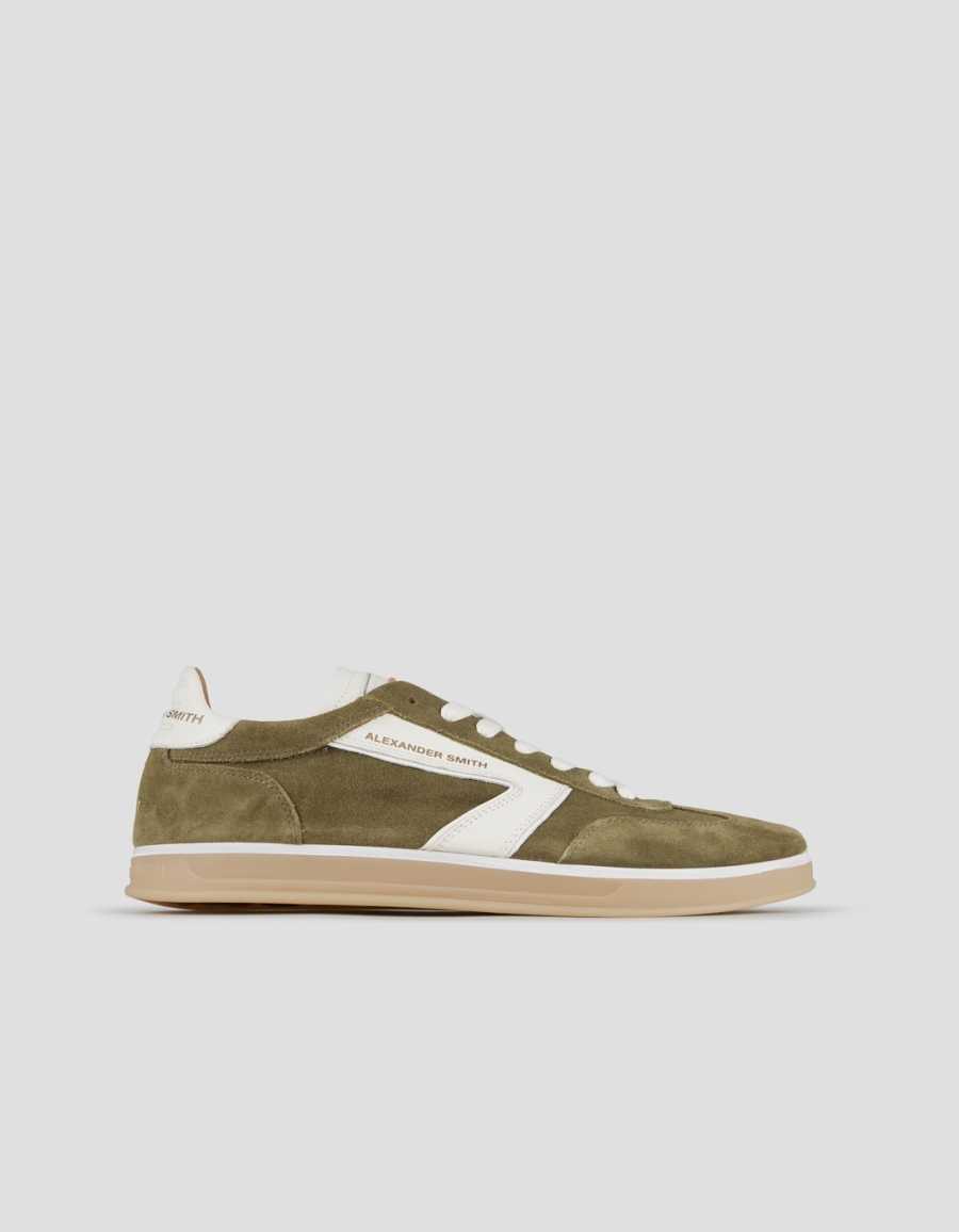 Sneakers Alexander Smith thames man in military green suede and white logo - 1