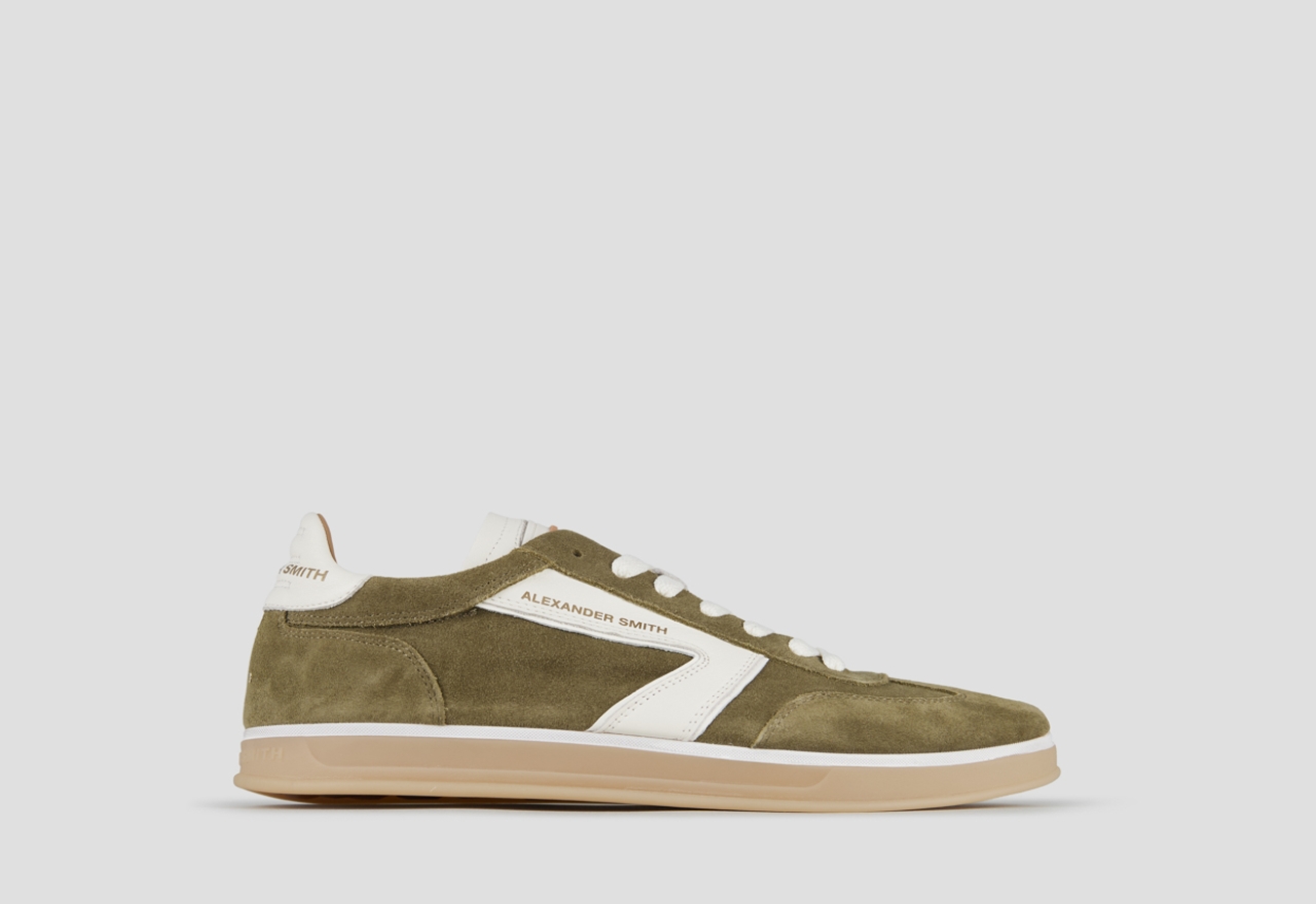 Sneakers Alexander Smith thames man in military green suede and white logo - 1