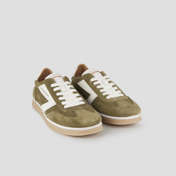 Sneakers Alexander Smith thames man in military green suede and white logo - 4
