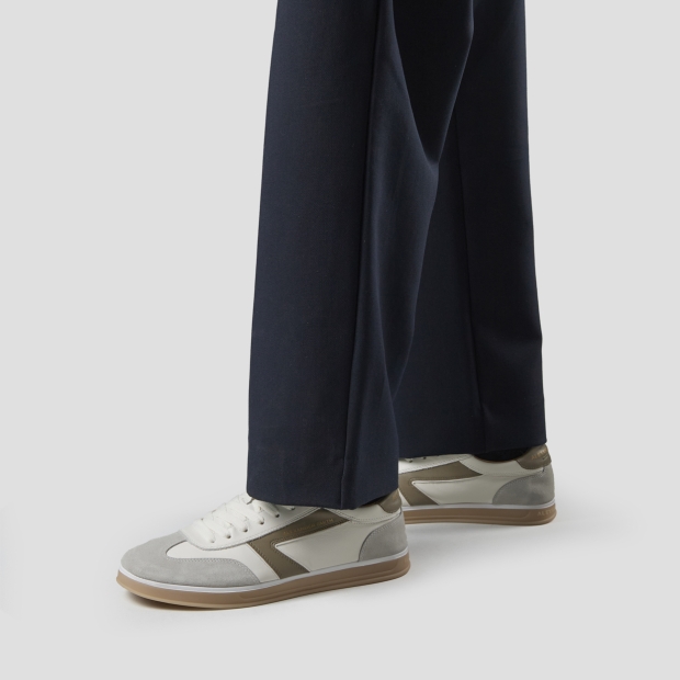 Sneakers Alexander Smith thames man in white leather, grey suede and green olive logo - 2