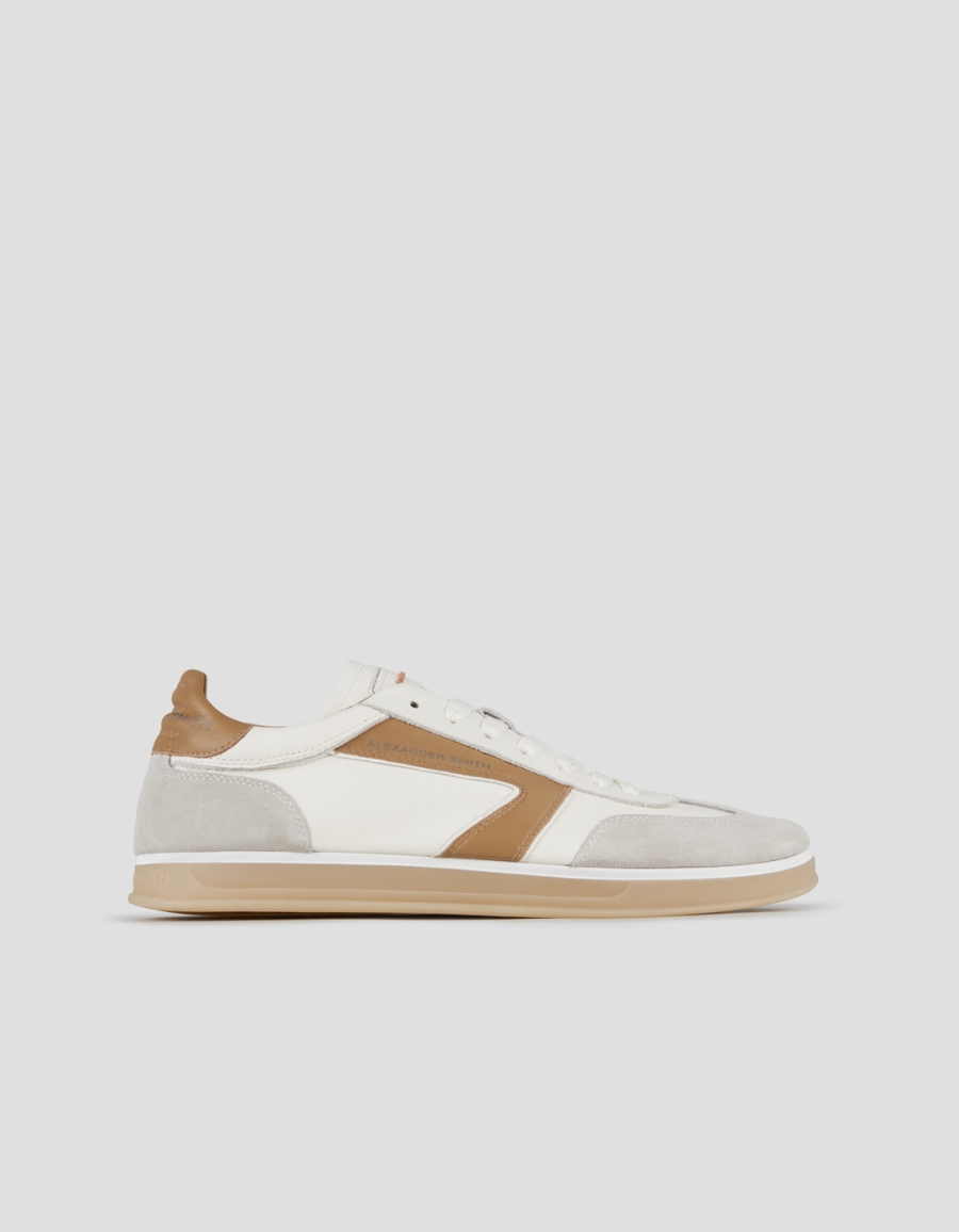 Sneakers Alexander Smith thames man in white leather, grey suede and sand logo - 1