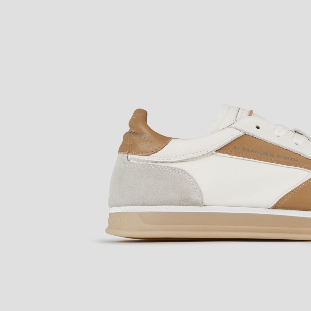 Sneakers Alexander Smith thames man in white leather, grey suede and sand logo - 3