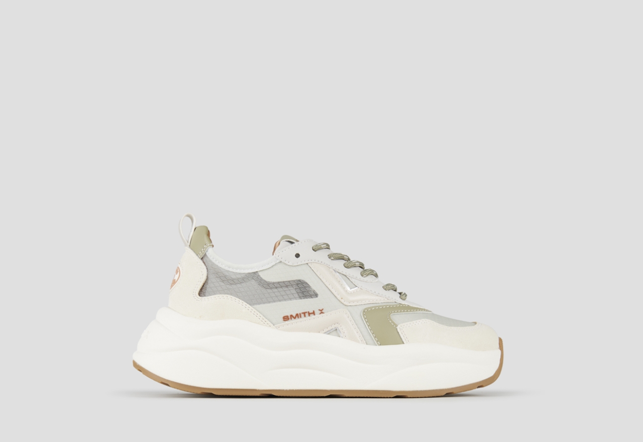 Sneakers Alexander Smith horizon woman in green semi-transparent rip-stop and beige leather details - 1