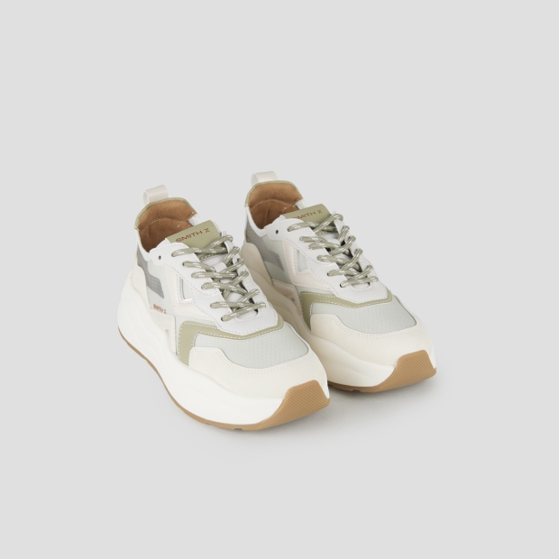 Sneakers Alexander Smith horizon woman in green semi-transparent rip-stop and beige leather details - 4