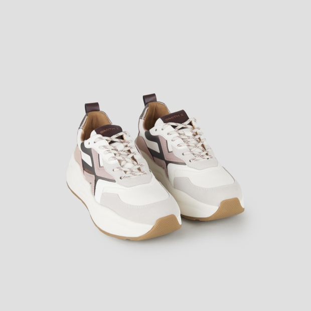 Sneakers Alexander Smith horizon woman in white with rose and grey suede details - 4