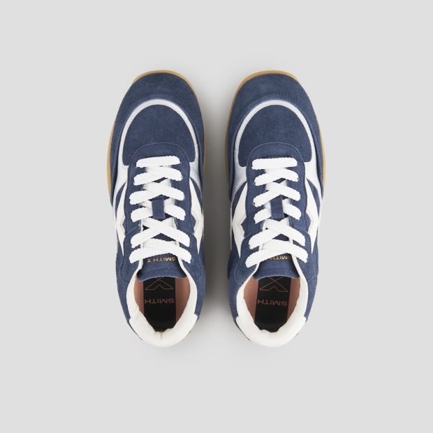 Sneakers Alexander Smith mist woman in blue with suede and laminate inserts, white heel and logo - 6