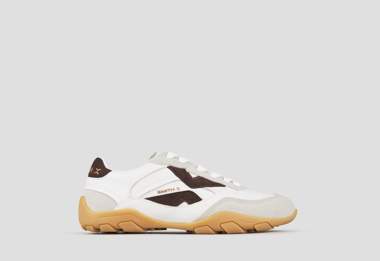 Sneakers Alexander Smith mist woman in white with grey suede details, and brown suede logo and back - 1