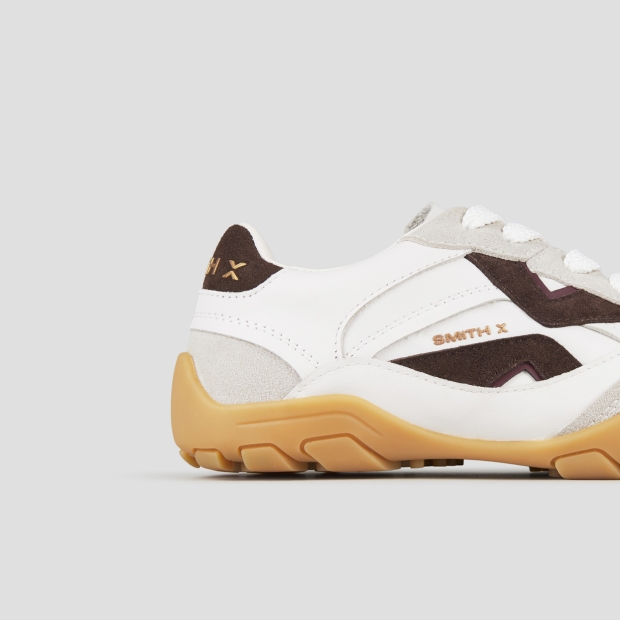 Sneakers Alexander Smith mist woman in white with grey suede details, and brown suede logo and back - 3