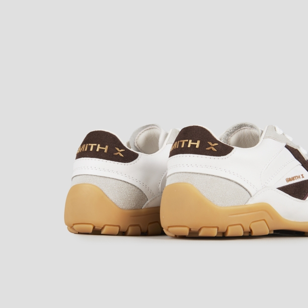 Sneakers Alexander Smith mist woman in white with grey suede details, and brown suede logo and back - 5