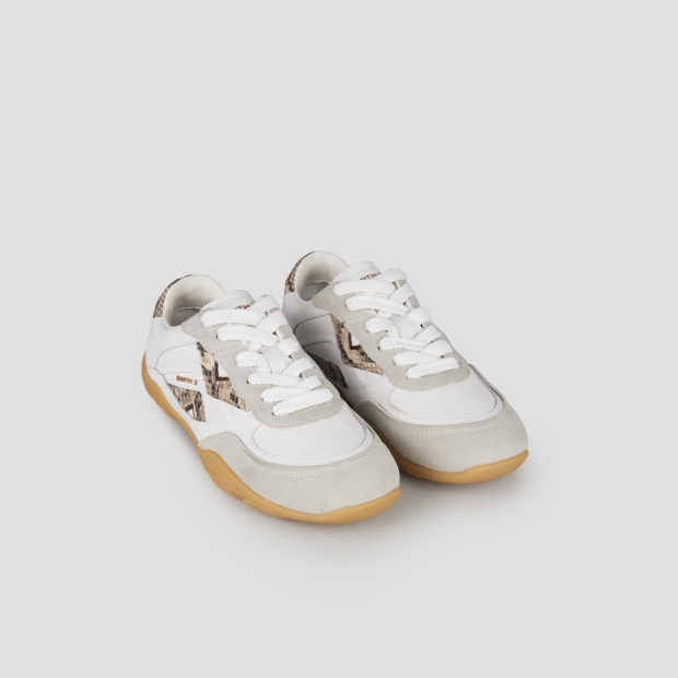 Sneakers Alexander Smith mist woman in white with grey suede details, and python logo and back - 4