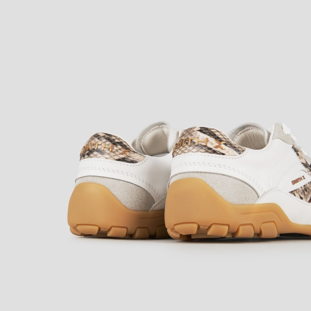 Sneakers Alexander Smith mist woman in white with grey suede details, and python logo and back - 5