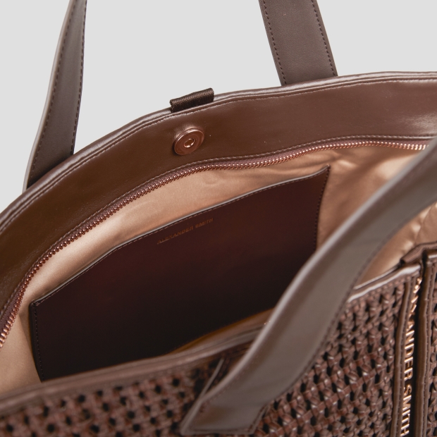 Sneakers Alexander Smith lauren medium handbag with shoulder strap in brown woven - 4